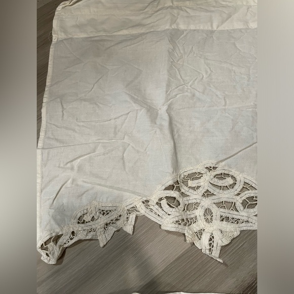 100% Cotton 16x60 European Balance Set (2) Off White Intricate Design Vintage - Picture 6 of 7